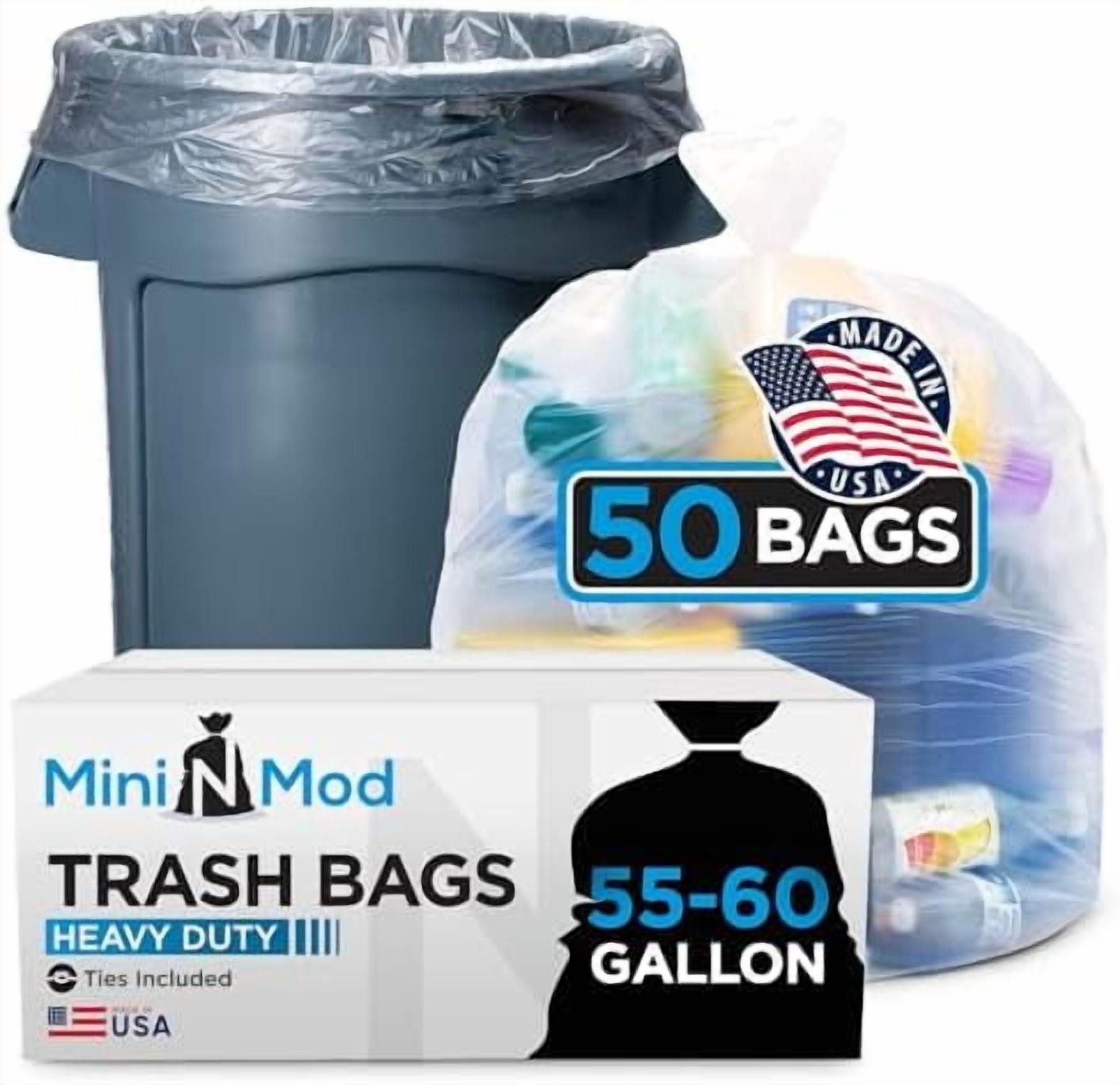 55-60 Gallon Clear Trash Bags | 50 Count | Large Clear Plastic Bags for ...