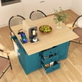 thumbnail image 1 of 55.7'' Large Kitchen Island Cart with 2 Drop Leaf, Rolling Kitchen Cart on 5 Wheels with Power Outlet, Folding Storage Dining Table for Kitchen, Dining Room, Green, 1 of 10