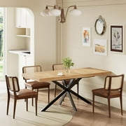 55-70.9 Extendable Dining Room Table for 4 5 6 7 8 People, Wooden Rectangle Expandable Dining Table with Hidden Storage, Farmhouse Kitchen Table for Dining Room, Kitchens, Office Oak-Table Only