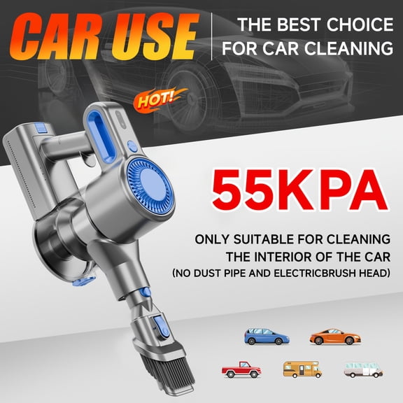 55-70KPa Corded & Cordless Vacuum, Green LED Light, Anti-Tangle Brush, Removable Battery, Multi Suction Levels, 45Mins Runtime for Car, Carpet, Pet Hair & Hardwood Floors