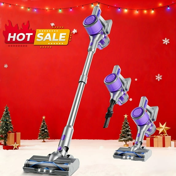 55-70KPa Cordless Vertical Vacuum Cleaner, 3-Speed Adjustment, 45 Mins Battery Life, Detachable Battery, LED Floor Brush, Lightweight Handheld Vacuum for Pet Hair, Carpet & Hard Floor