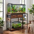 thumbnail image 1 of 55-75 Gallon Fish Tank Stand | Aquarium Stand with Power Outlet, 3-Tier Storage Shelf for Fish Tank, Turtle & Reptile Terrarium, Brown, 1 of 6