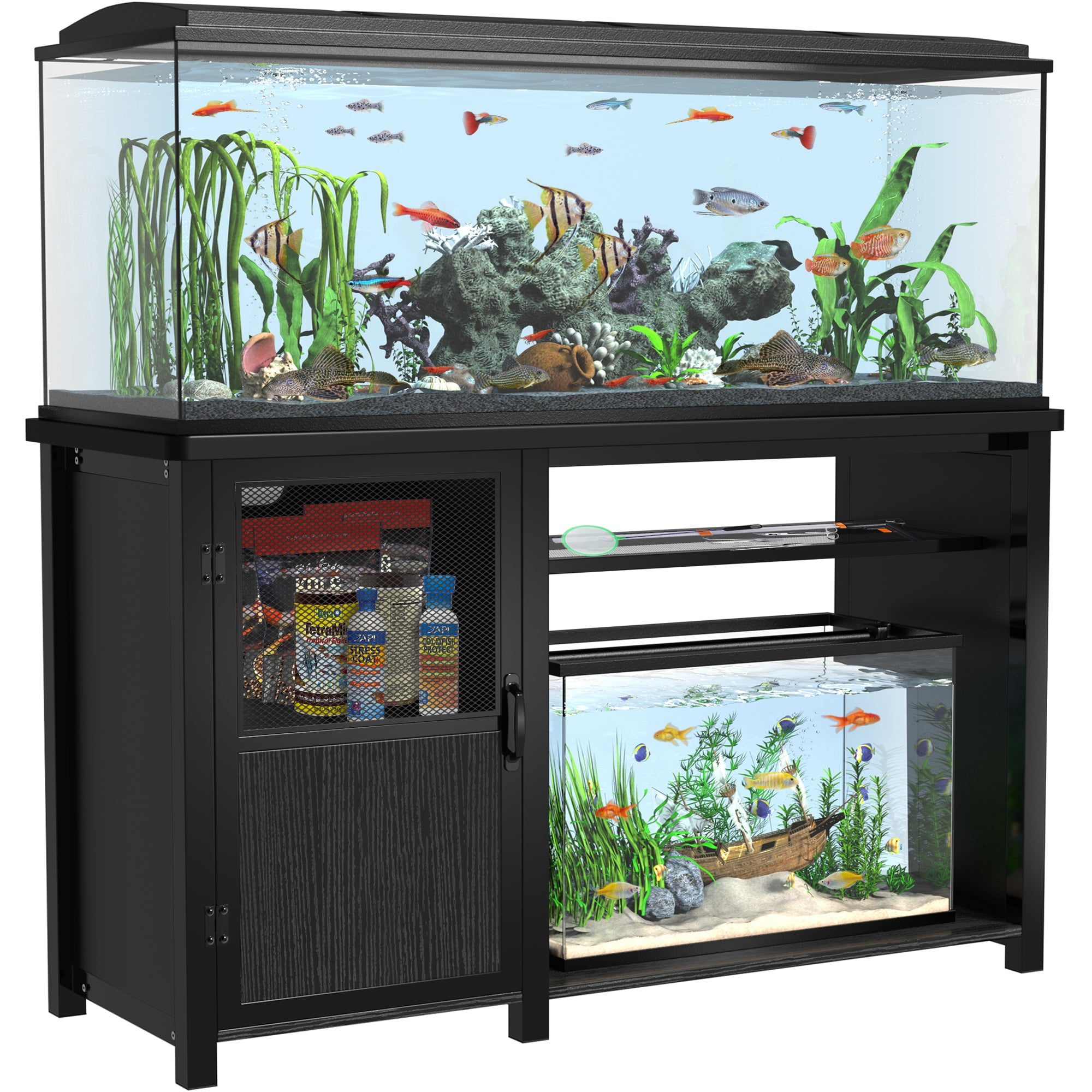Gdlf Metal Aquarium Stand with Cabinet for Fish Tank Accessories Storage, 40 Gallon, Turtle Reptile Terrariums