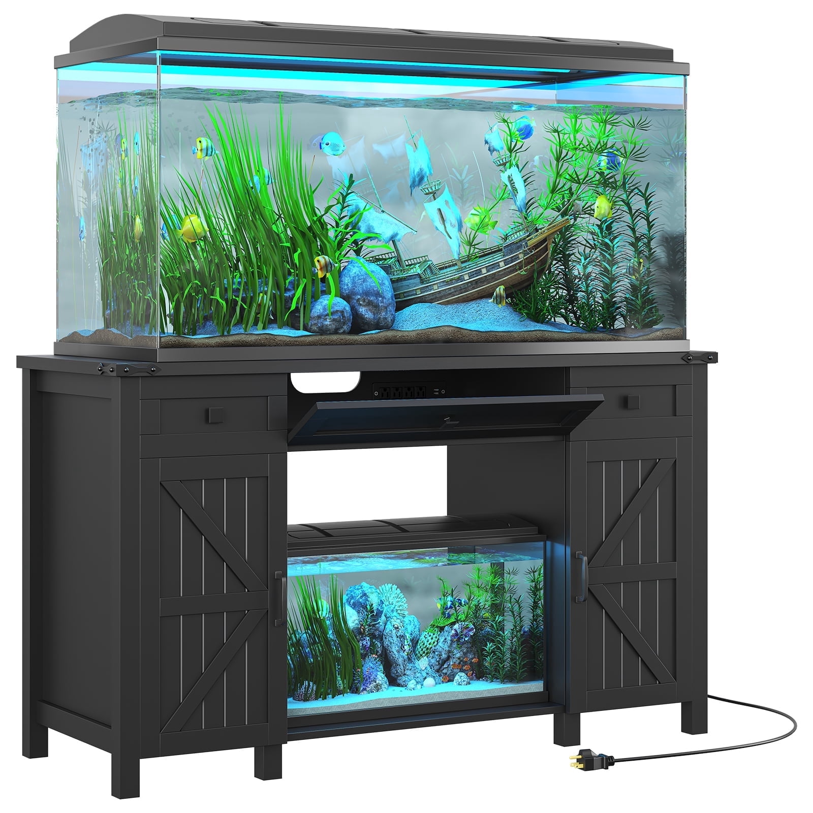 Fish Tank Console 55-75 Gallon Fish Tank Stand, Multifunctional Aquarium Stand with ...