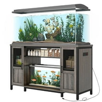 55-75 Gallon Fish Tank Stand with Power Outlets, 55" Heavy Duty Metal Aquarium Stand for 2 Fish Tank Accessories Storage, Suit for Turtle Tank, Reptile Terrarium, 880lbs Capacity, Grey