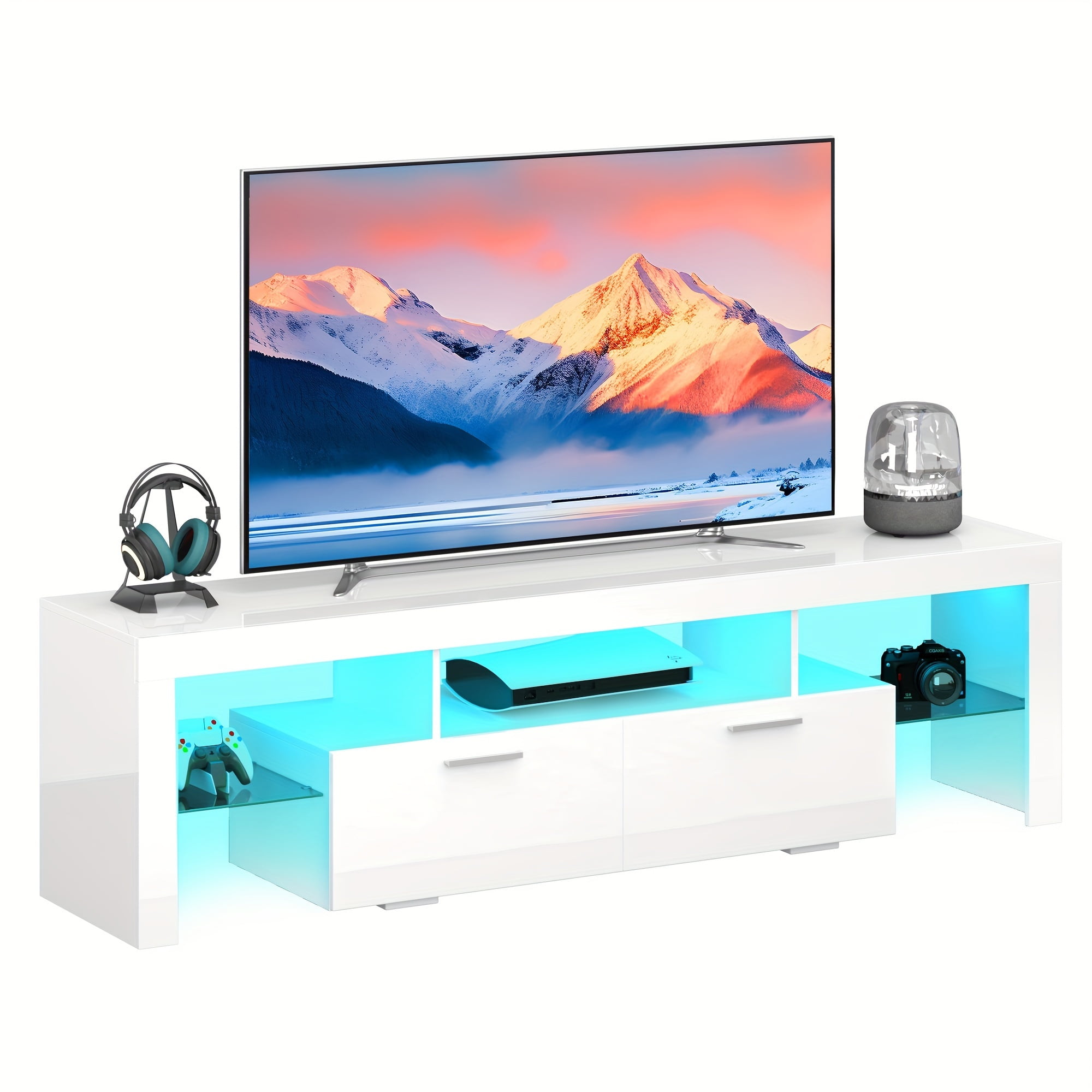 55-80 Inch LED TV Stand - 3 Sizes (White/Black), Heavy-Duty Space ...