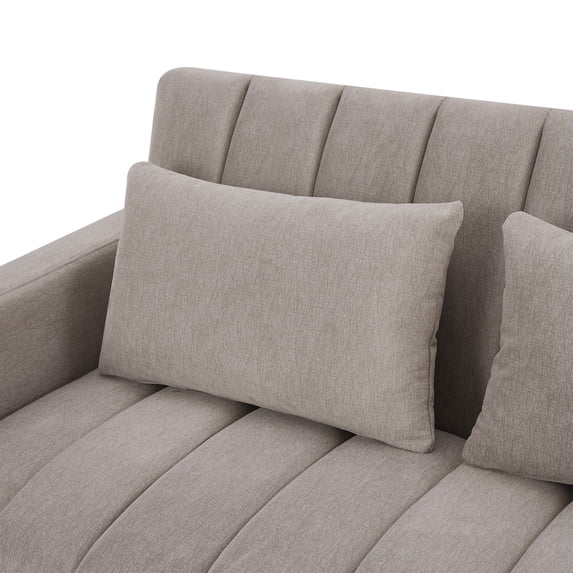 55.9" Light Grey Convertible Sofa Bed Loveseat for Living Room | 3 USB Ports, Cup Holders, Swivel Phone Holder, 3 Recline Angles | Soft Bella Fabric & High-Density Foam