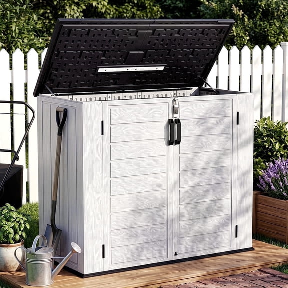 IINNOVZBOM 55.91"W x 47.24"H Outdoor Storage Shed, UV Resistant & Windproof Resin Deck Box for Patio Garden, 41 Cu.Ft