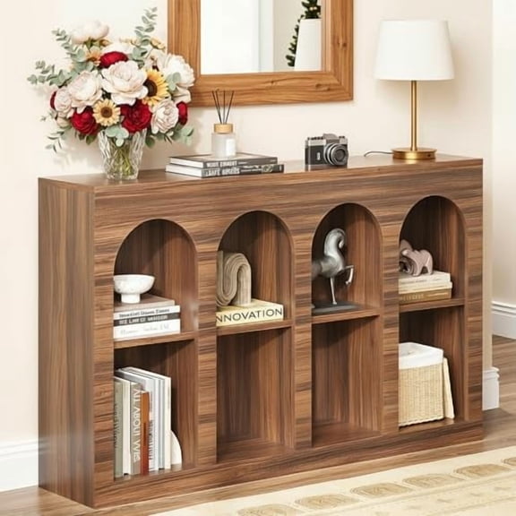 55" Arched Console Table, Mid Century Modern Entryway Table with 4 Tier Display for Entryway, Living Room, Entrance, Hallway, Foyer and Front Door$$Furniture