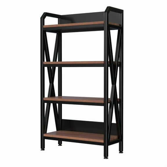 55'' Bakers Rack 4-Level Storage Shelves Metal and Wooden Kitchen Shelves, Kitchen Organizers and Storage, for Garage, Pantry, Bathroom, Closet ,33.50'' Length