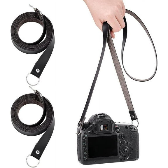 55" Black Leather Neck Slim Camera Strap PU Leather Camera Shoulder Straps with Iron Finding for Mirrorless Camera Digital Cameras Photographers 55x0.7x0.2
