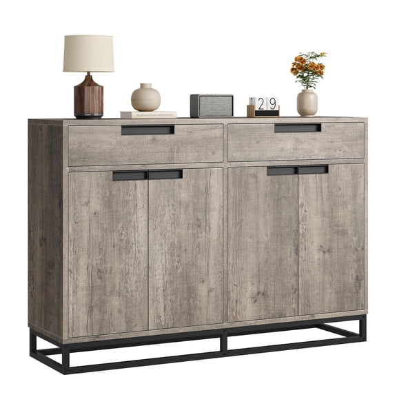 55" Buffet Cabinet with 2 Drawers & 4 Doors - Large Kitchen Dining Room Storage Organizer, Freestanding Accent Furniture