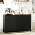 thumbnail image 1 of 55" Buffet Sideboard Cabinet with 4 Doors & 3 Drawers - Modern Storage Cabinet with Adjustable Shelves, Minimalist Coffee Bar & Kitchen Cupboard for Dining/Living Room, 1 of 7