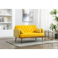 thumbnail image 1 of 55'' Button Tufted Sofa with 2 Decor Pillows, Velvet Accent Couch with Metal Legs, Upholstered Loveseat Sofa for Living Room, Apartment, Weight Capacity 600 LBS, Yellow, 1 of 7