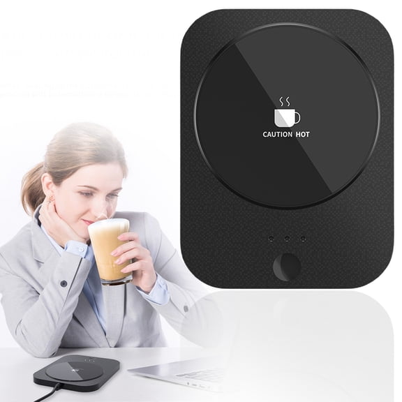 55°C Constant Temperature Cup Warmer, Cordless Automatic Coffee Mug Warmer for Desk, USB Rechargeable Beverage Heater to Keep Drinks Hot, Black