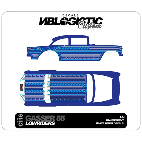 '55 CHEVY GASSER Custom Universal WaterSlide Decal for hot wheels 1/64 Scale 108