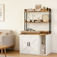 thumbnail image 1 of 55" Cat Litter Box Enclosure, Hidden Wooden Cat House with 2 Storage Shelves for Living Room Entryway, 1 of 7