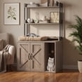 thumbnail image 1 of 55" Cat Litter Box Enclosure, Hidden Wooden Cat House with 2 Storage Shelves for Living Room Entryway, 1 of 3