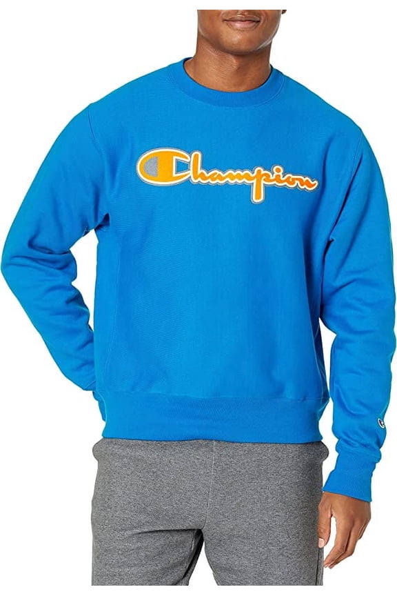 $55 Champion Men's Reverse Weave Crew Cotton-Polyester Living In Blue S