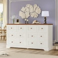 thumbnail image 1 of 55" Chest of Drawers Farmhouse Dresser with 8 Drawers for Bedroom, Wood Storage Cabinets with Thickened Panel for Living Room Hallway, White, 1 of 8