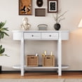 thumbnail image 1 of 55" Console Table, Wood Sofa Table Entryway Table with 2 Drawers And 1 Open Shelf, Curved Cornered Oval Console Table For Living Room, Entertainment Room, Hallway, 1 of 9