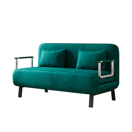55? Convertible Chair Bed, Tri-Fold Sofa Bed with Adjustable Backrest & Pillow, Leisure Chaise Lounge Couch with Sturdy Steel Frame for Home & Office, Comfortable Sleeper Chair