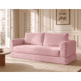 thumbnail image 1 of 55" Convertible Futon Sofa Bed,Folding Boneless Couch with Sleeper Sofa,Fold Out Floor Sofa with Deep Seat,Cloud Corduroy Foldable Mattress Couch for Living Room,Pink, 1 of 8