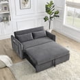 thumbnail image 1 of Triple Tree Modern Velvet Convertible and Pull Out Bed Loveseat Sleeper with 2 Pillows, Grey, 1 of 7