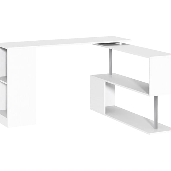 55" Corner Computer Desk with Rotating Design for Limited-Space Office Areas