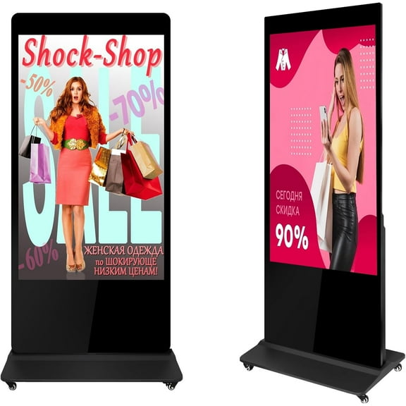 55" Digital Signage Displays 4K NonTouch-Screen Kiosks Advertizing IPS Full HD LCD Screen Floor Standing Digital Signage Interactive Display with WiFi HDMI/USB Input Auto AD Player, Android OS