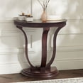 thumbnail image 1 of 55 Downing Street Farmhouse Rustic Vintage Oak Wood Half Round Console Table 31" x 17 1/4" Dark Brown Curved Legs for Living Room Bedroom Bedside, 1 of 7
