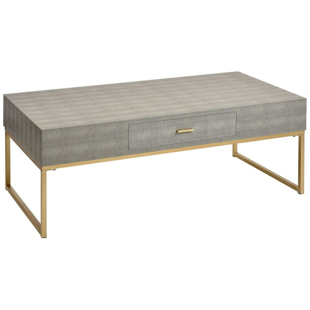 55 Downing Street Les Revoires 48" Wide Gray and Gold Coffee Table