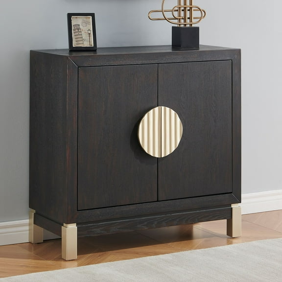 55 Downing Street Medici 36" Wide Black and Gold 2-Door Accent Cabinet