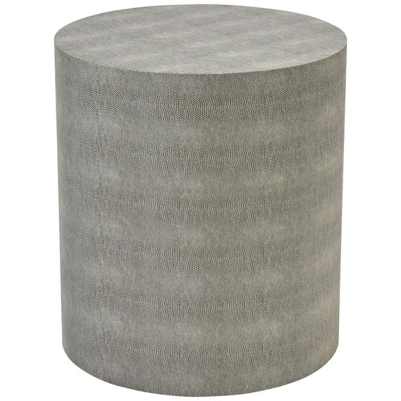 55 Downing Street Modern Wood Round Accent Table 16" Wide Gray Faux Shagreen for Living Room Home House Bathroom Bedroom Office