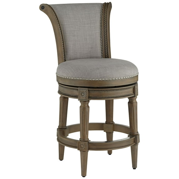 55 Downing Street Oliver 26" High Gray and Oak Traditional Swivel Counter Stool