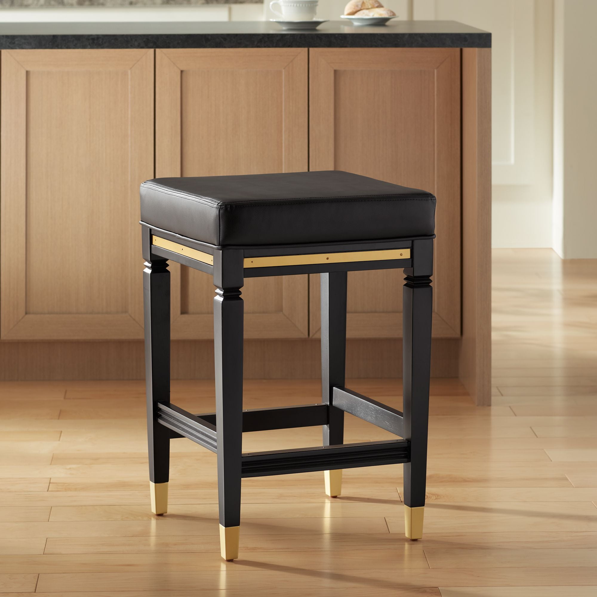 55 Downing Street Wood Bar Stool Black Gold 26