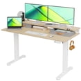 thumbnail image 1 of 55" Electric Height Adjustable Standing Desk with Monitor Stand, 2 Storage Drawers and Memory Presets,Natural, 1 of 1