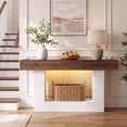 thumbnail image 1 of 55” Entryway Table with Charging Station & LED Light, Narrow Sofa Table for Hallway Living Room, Modern Farmhouse Console Table with Storage Shelf, Brown and White, 1 of 7