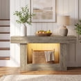 thumbnail image 1 of 55” Entryway Table with Charging Station & LED Light, Narrow Sofa Table for Hallway Living Room, Modern Farmhouse Console Table with Storage Shelf, Gray, 1 of 7