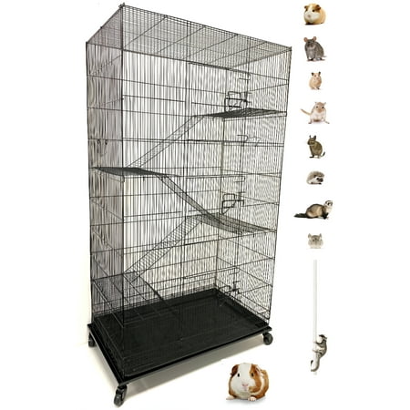55" Extra Large 5-Level Critters Small Animal Habitats Cage With Rolling Stand Tight 3/8-Inch Bar Spacing Ferret Chinchilla Sugar Glider Rats Mice Hamster Gerbil Mouse Hedgehog Squirrel Rodent Degu