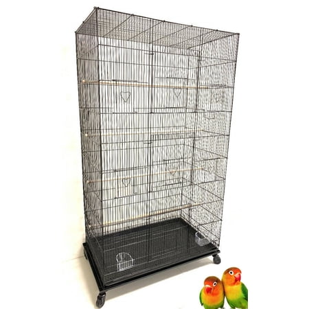 55" Extra Large Tight 3/8-inch Bar Spacing Multiple Flight Bird Breeding Breeder Cage with Removable Rolling Stand For Aviary Budgie Canary Finch