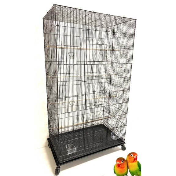 55" Extra Large Tight 3/8-inch Bar Spacing Multiple Flight Bird Breeding Breeder Cage with Removable Rolling Stand For Aviary Budgie Canary Finch