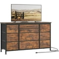 thumbnail image 1 of 55" Fabric 10-Drawer Dresser & TV Stand with Power Outlet, Metal Frame & Wood Top for Bedroom, Entryway, 1 of 9