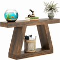 thumbnail image 1 of 55" Farmhouse Rustic Console Table, MDF Entryway Table, 330lb Load, Versatile for Sofa Living Room, Brown, 1 of 6
