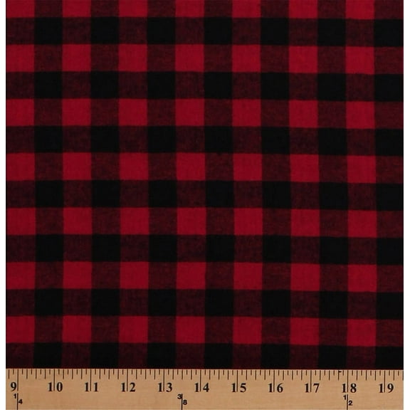 55" Flannel Red Black Buffalo Plaid Checks Checkered Squares Woven Cotton Flannel Fabric by the Yard (OP1103-592)
