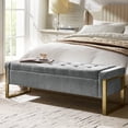 thumbnail image 1 of Tina's Home 55" Storage Bench Tufted Upholstered End of Bed Bench Entryway Bedroom Grey, 1 of 9