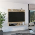 thumbnail image 1 of 55" Floating Entertainment Center​ – Light Pine Wall-Mounted Shelf, 1 of 7