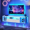 55'' Floating TV Stand Wall Mounted with Lights, Floating Entertainment
