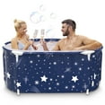thumbnail image 1 of SLLINGLUO 55" Foldable Bathtub for Adult and Kids, Portable Family Sauna SPA Soaking Bath Tub, Starry blue, 1 of 6