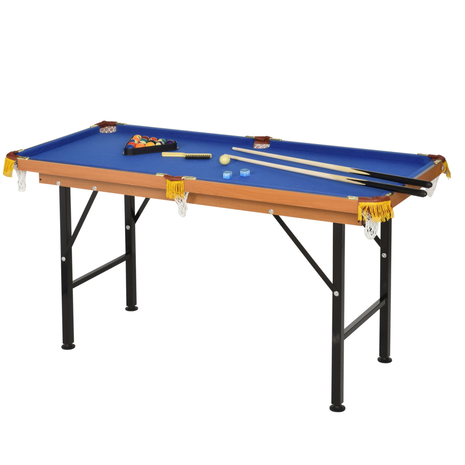 55" Folding Pool Table, Portable Billiards Table Set With Cues, Ball